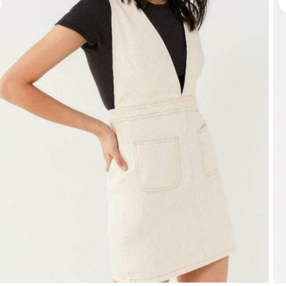 BDG • NWOT Off White Overalls Highrise Mini Dress, Size 6